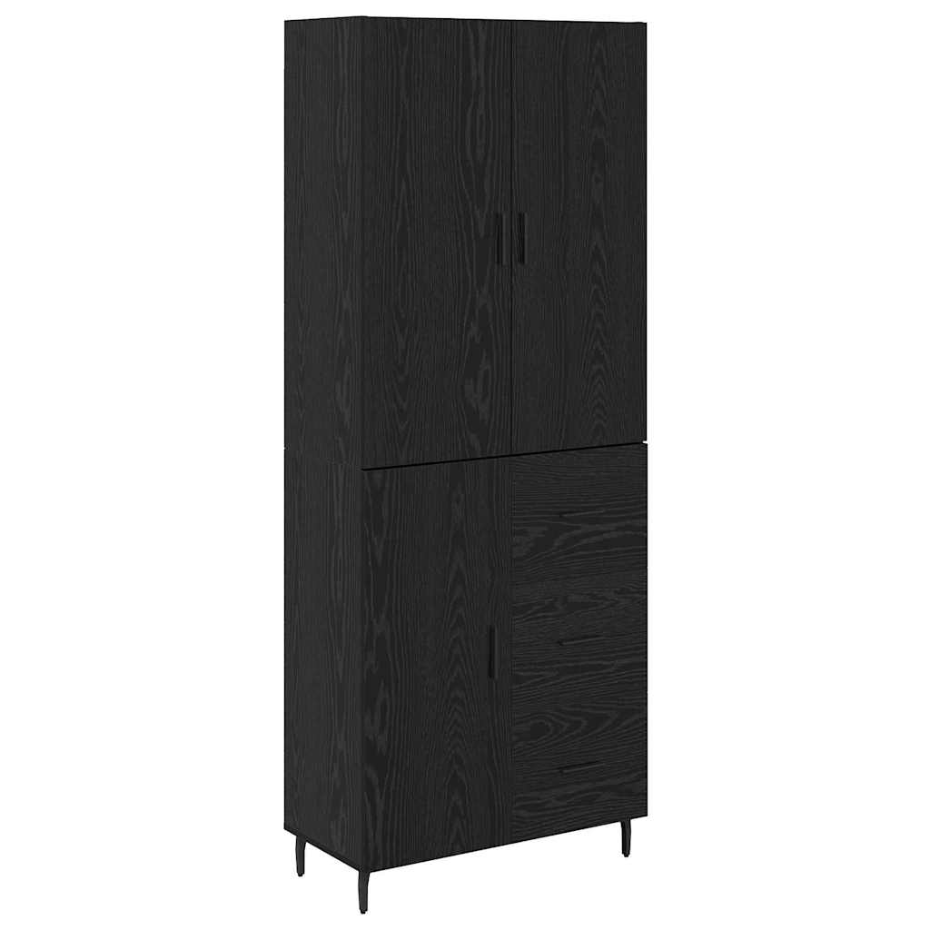 vidaXL Highboard 2 pcs Czarny dąb Drewno inżynieryjne i szkło