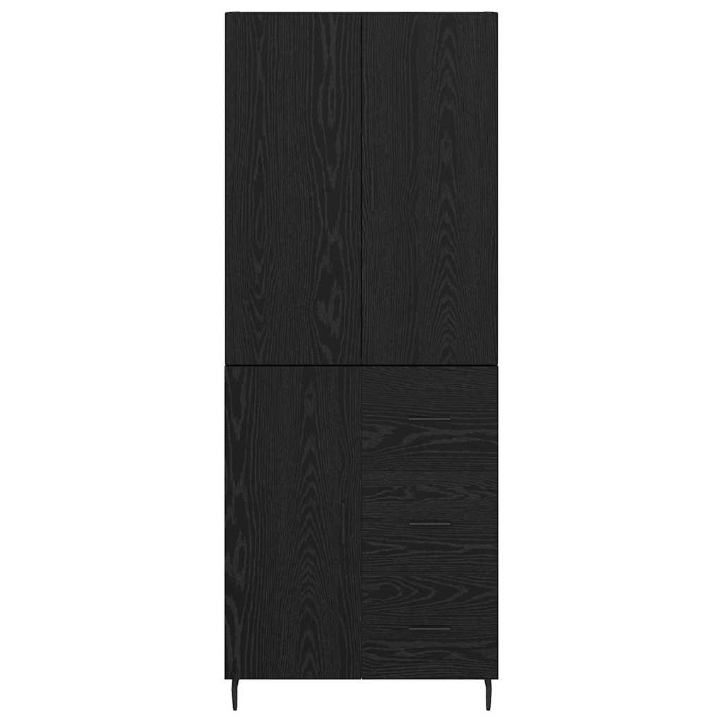 vidaXL Highboard 2 pcs Czarny dąb Drewno inżynieryjne i szkło