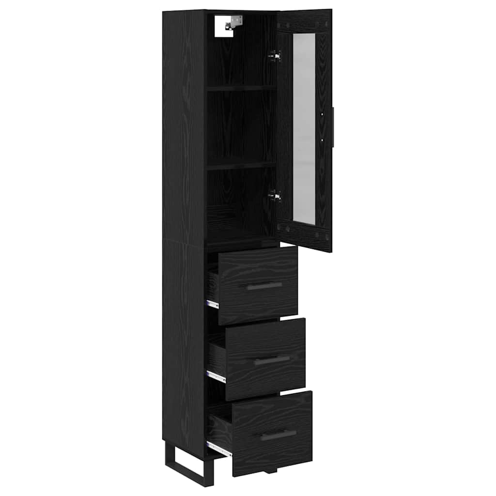 vidaXL Highboard Czarny Dąb 34,5 x 34 x 180 cm Materiał drewnopochodny