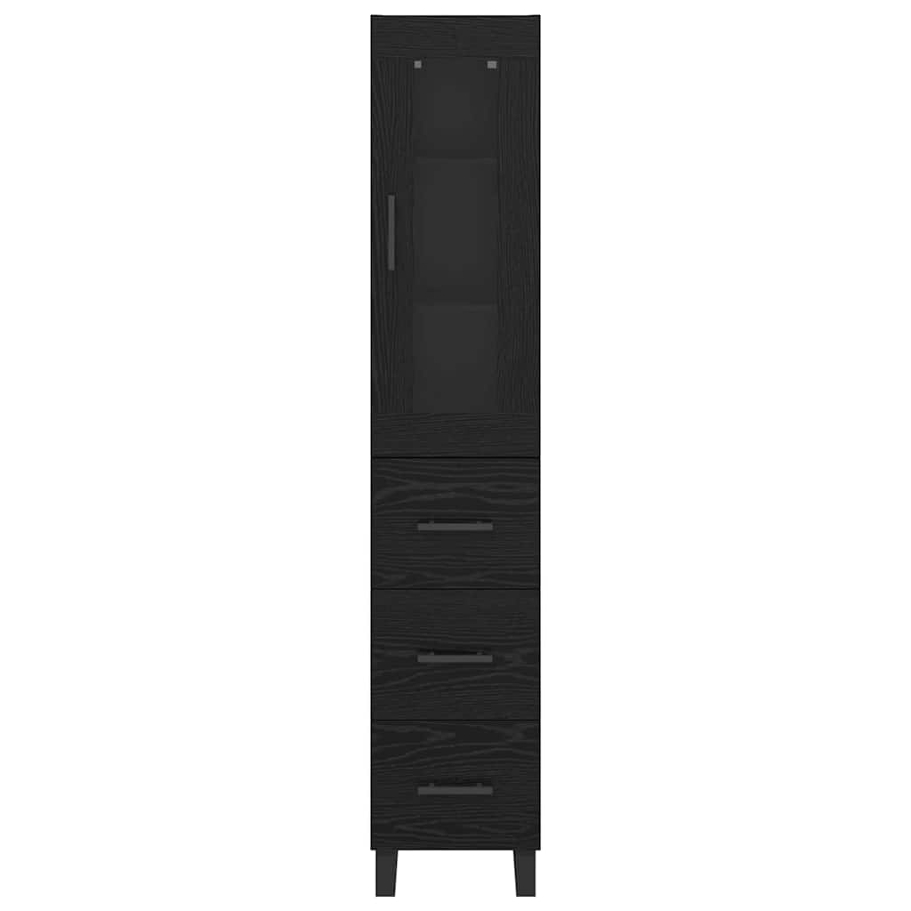 vidaXL Highboard Czarny Dąb 34,5 x 34 x 180 cm Materiał drewnopochodny