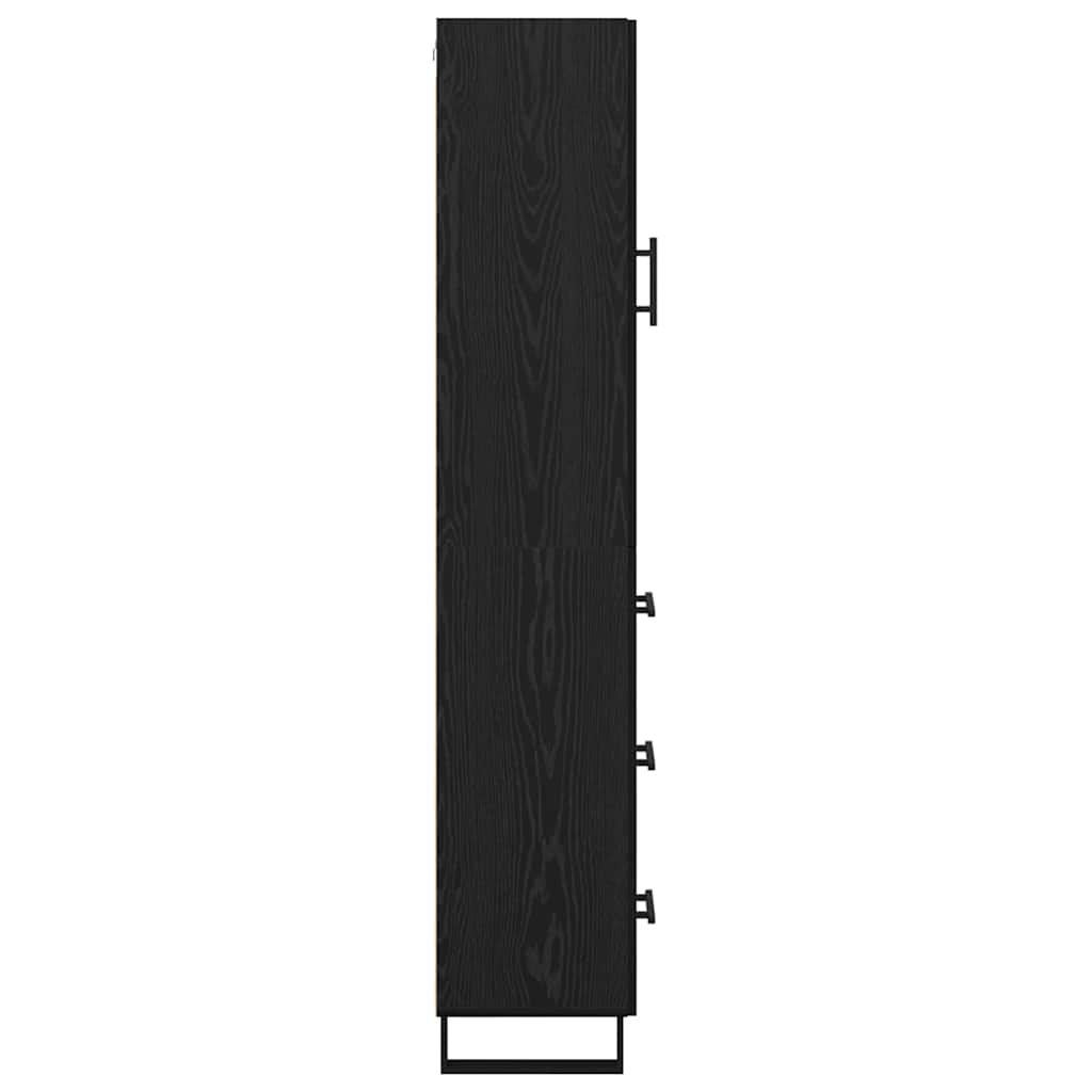 vidaXL Highboard Czarny Dąb 34,5 x 34 x 180 cm Materiał drewnopochodny