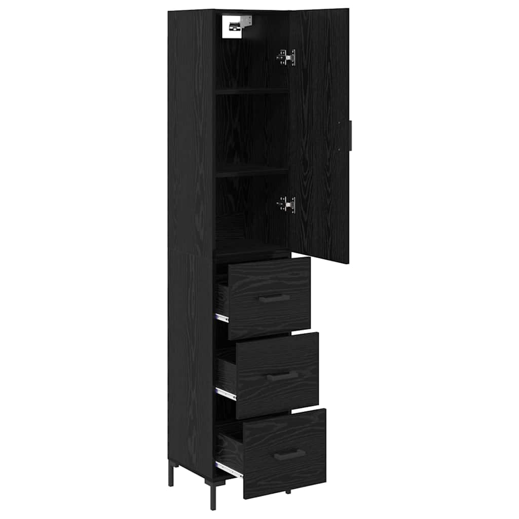 vidaXL Highboard Czarny Dąb 34,5 x 34 x 180 cm Materiał drewnopochodny