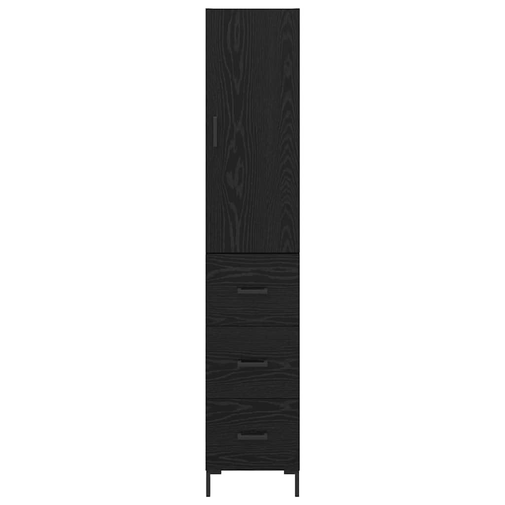 vidaXL Highboard Czarny Dąb 34,5 x 34 x 180 cm Materiał drewnopochodny