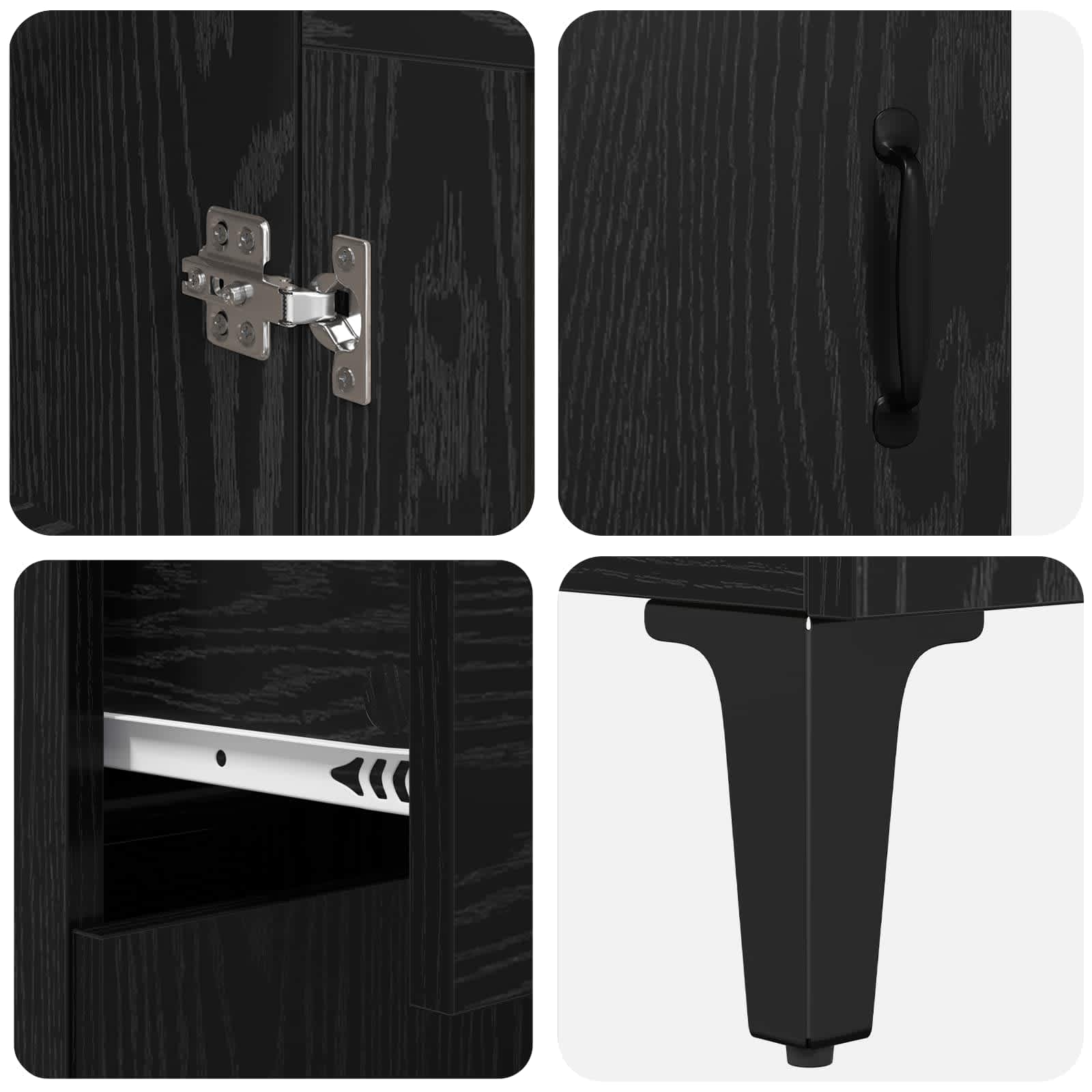 vidaXL Highboard Czarny Dąb 69,5 x 34 x 180 cm Materiał drewnopochodny