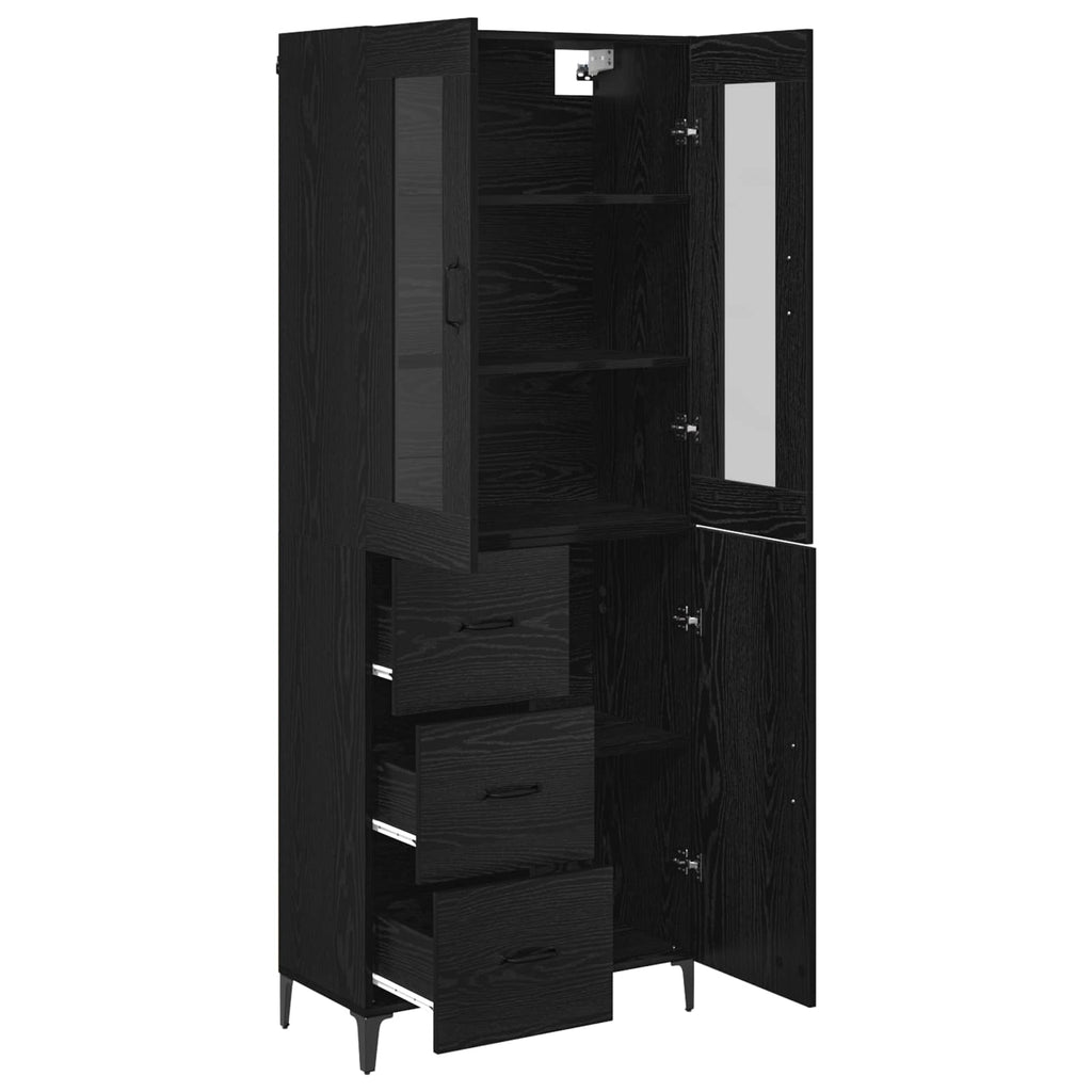 vidaXL Highboard Czarny Dąb 69,5 x 34 x 180 cm Materiał drewnopochodny