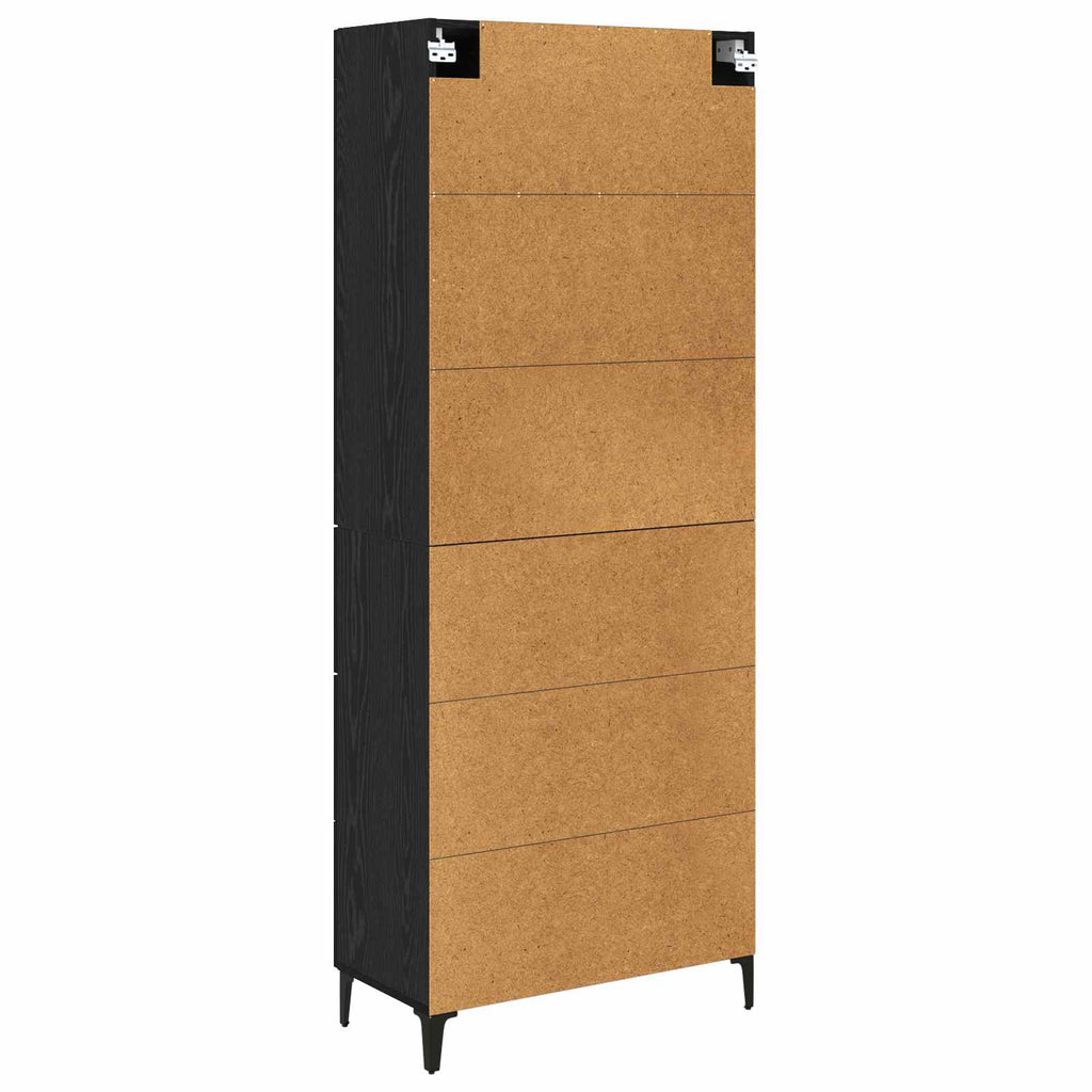 vidaXL Highboard Czarny Dąb 69,5 x 34 x 180 cm Materiał drewnopochodny