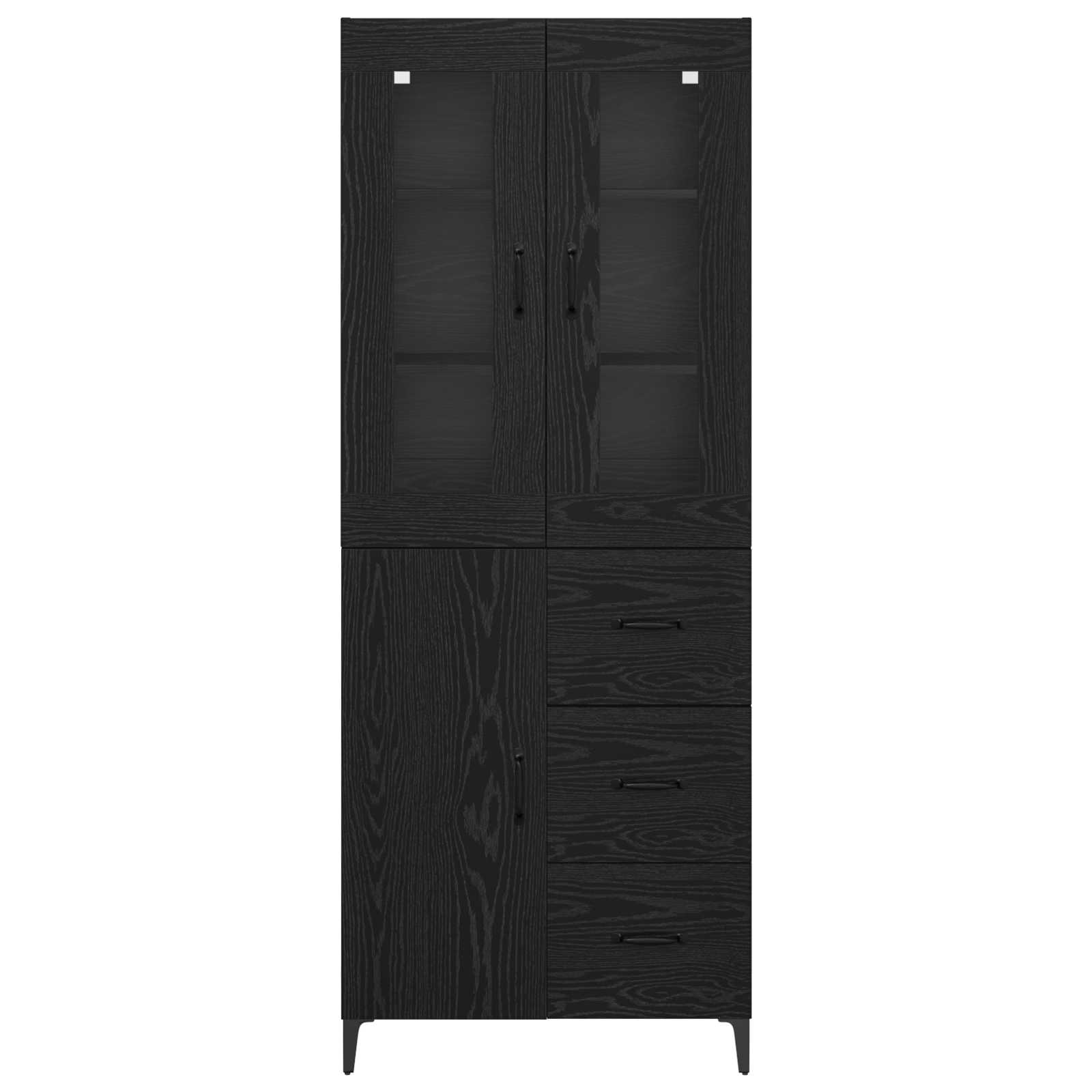 vidaXL Highboard Czarny Dąb 69,5 x 34 x 180 cm Materiał drewnopochodny