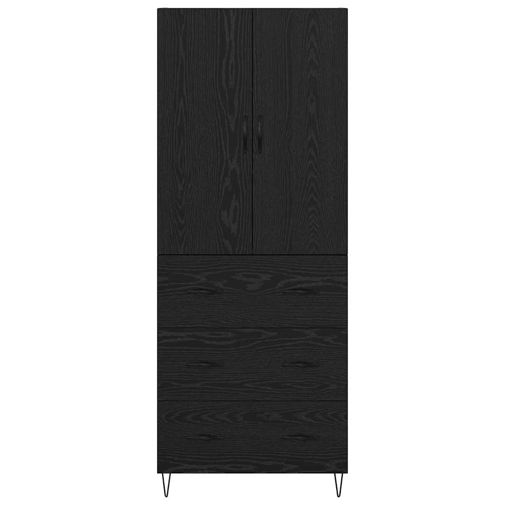 vidaXL Highboard 2 pcs Czarny Dąb Drewno inżynieryjne i szkło