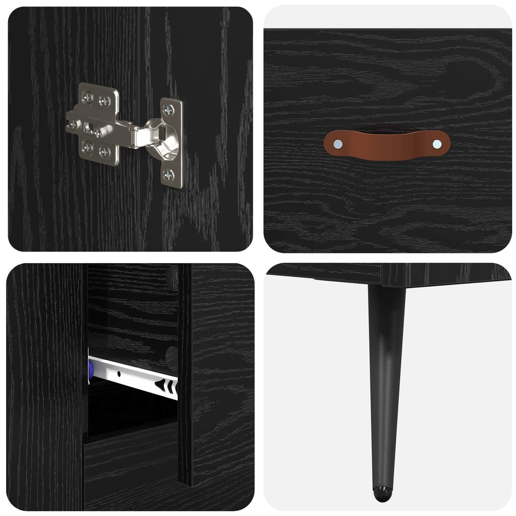 vidaXL Highboard Czarny Dąb 69,5 x 34 x 180 cm Materiał drewnopochodny