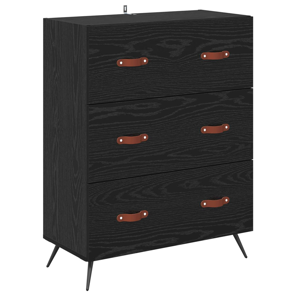 vidaXL Highboard Czarny Dąb 69,5 x 34 x 180 cm Materiał drewnopochodny