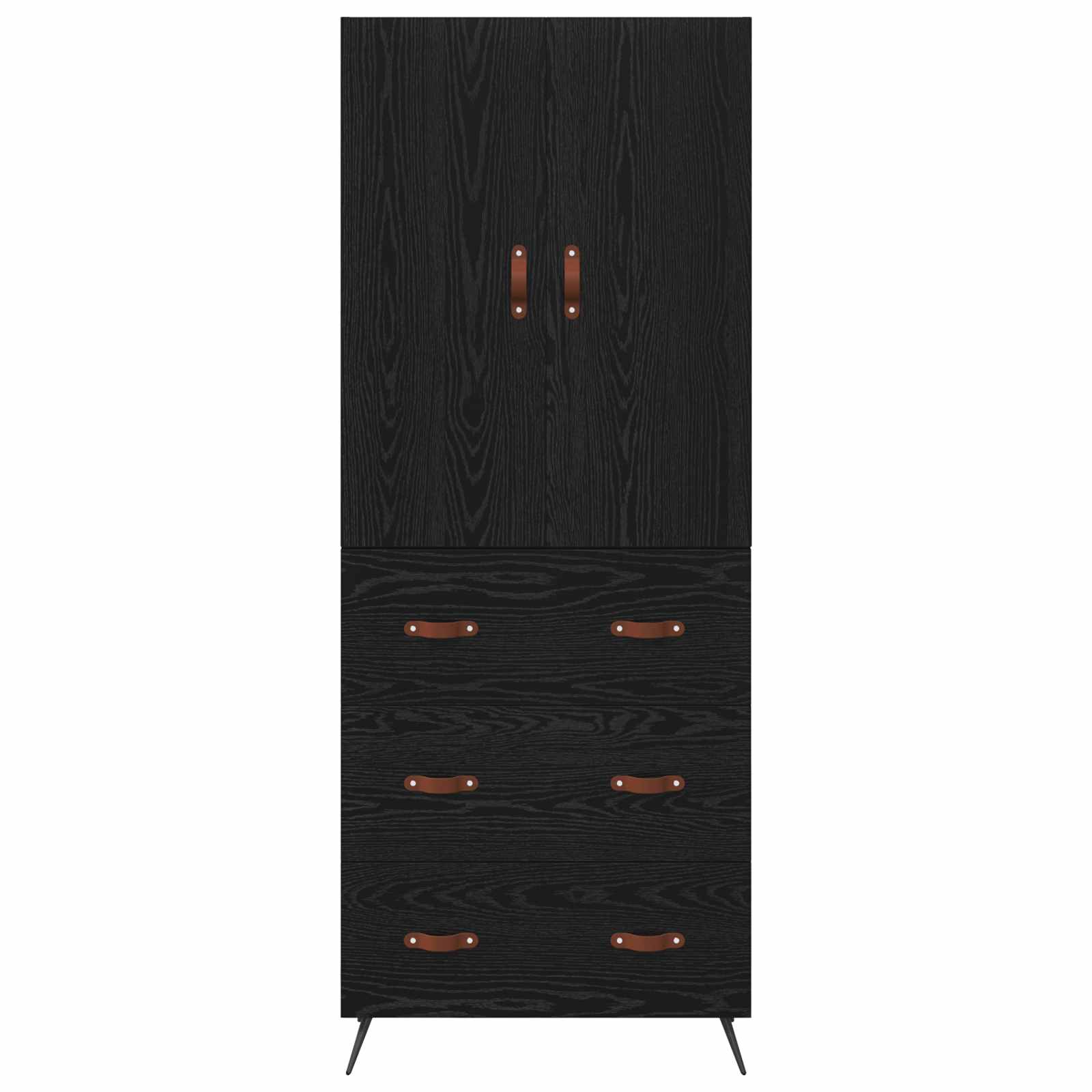 vidaXL Highboard Czarny Dąb 69,5 x 34 x 180 cm Materiał drewnopochodny