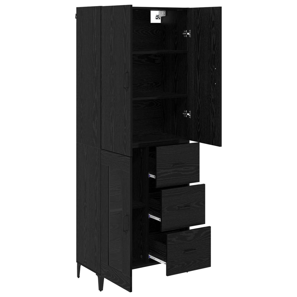 vidaXL Highboard Czarny Dąb 69,5 x 34 x 180 cm Materiał drewnopochodny