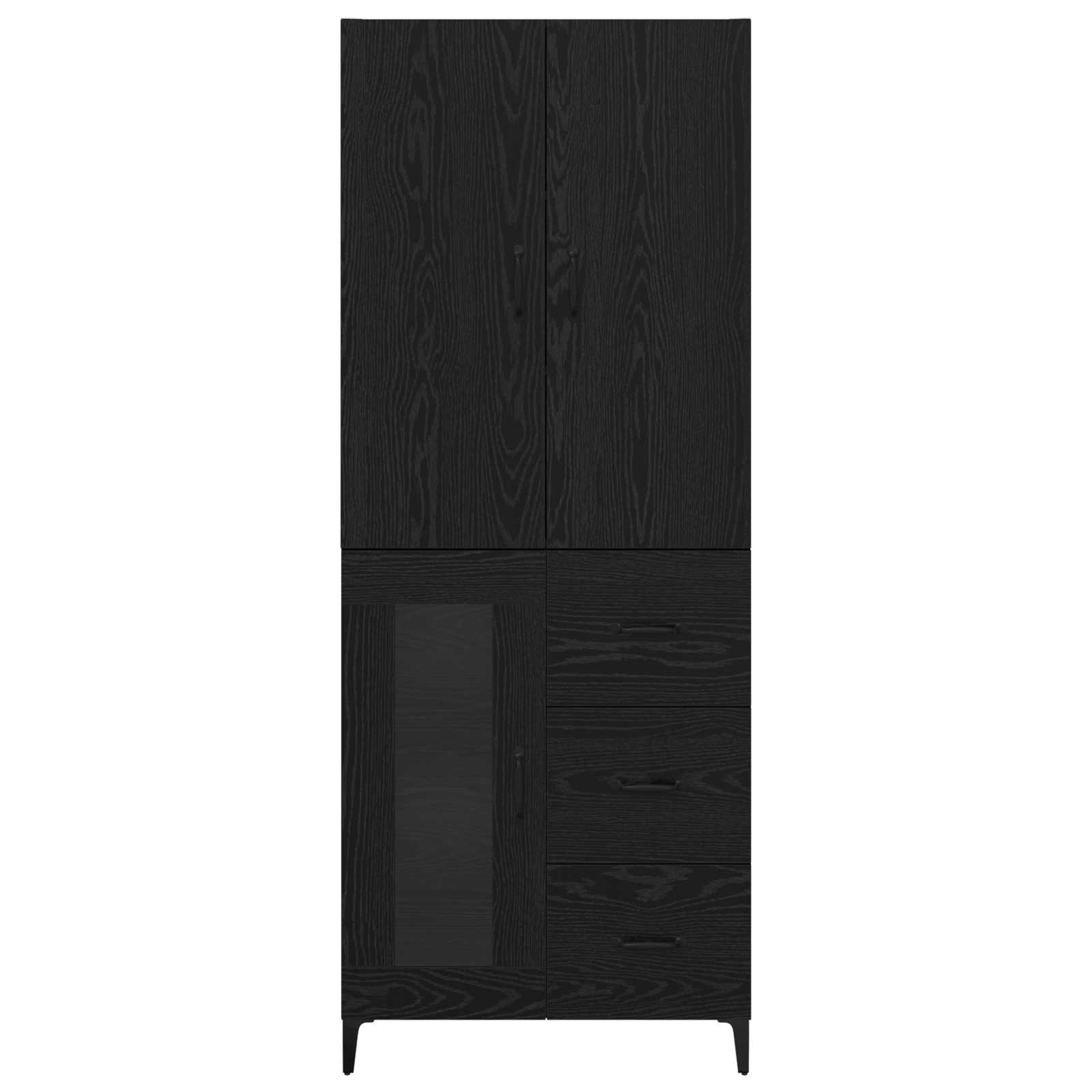 vidaXL Highboard Czarny Dąb 69,5 x 34 x 180 cm Materiał drewnopochodny