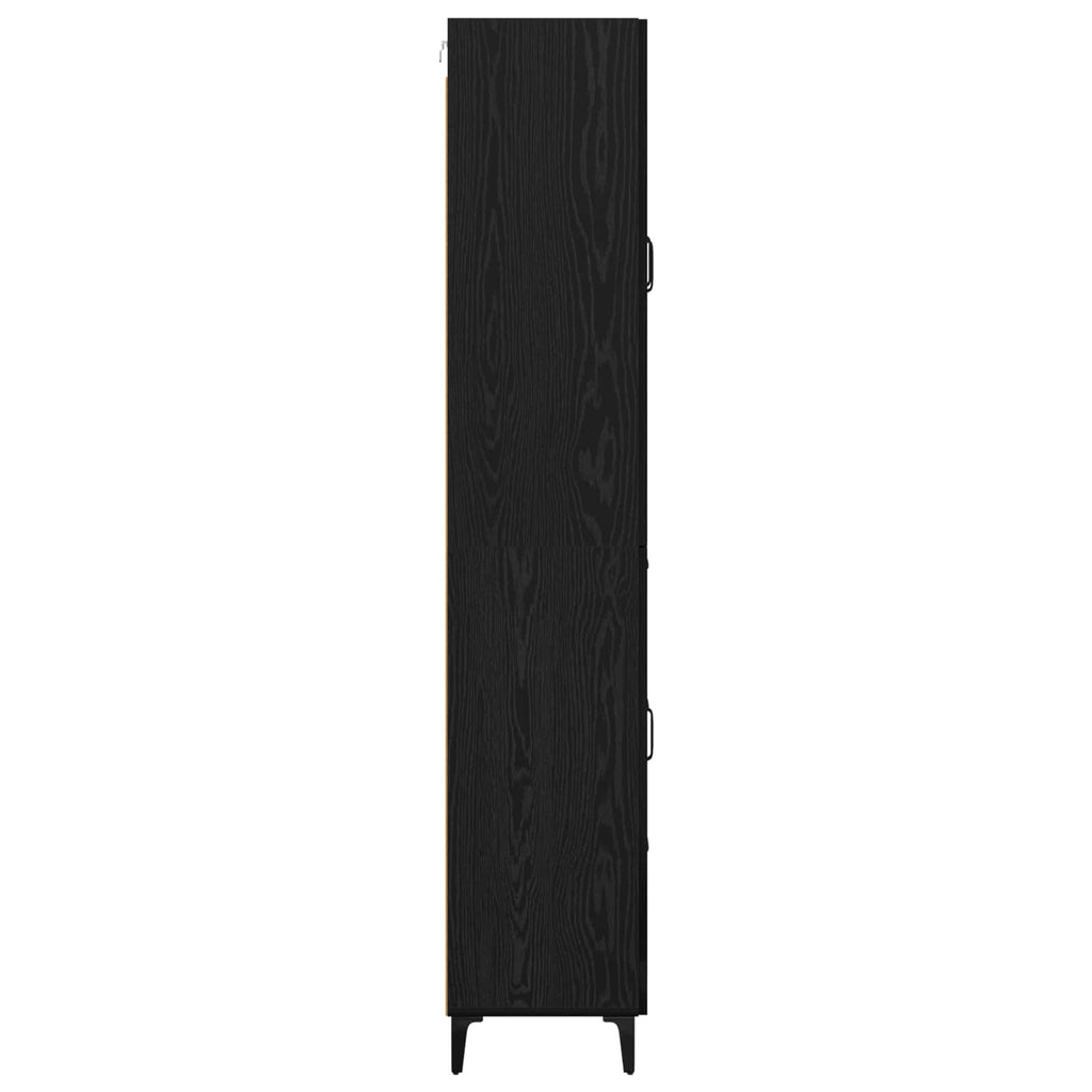 vidaXL Highboard Czarny Dąb 69,5 x 34 x 180 cm Materiał drewnopochodny