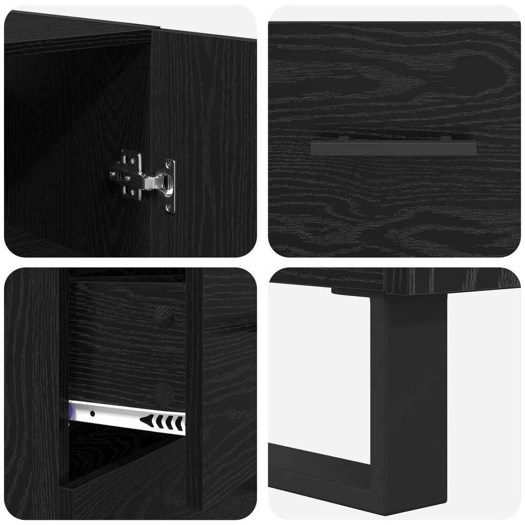 vidaXL Highboard z szufladą 2 pcs Czarny Dąb 69,5 x 34 x 180 cm