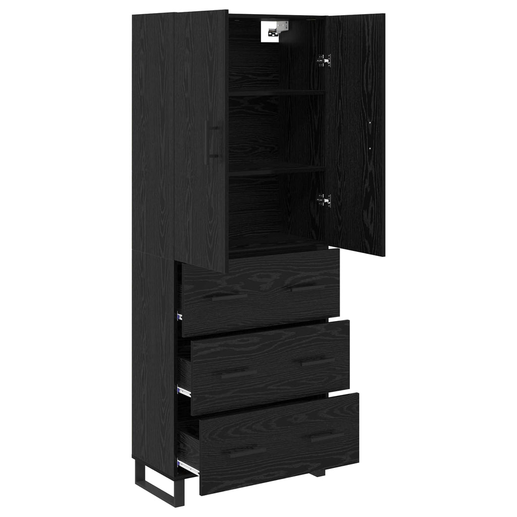 vidaXL Highboard z szufladą 2 pcs Czarny Dąb 69,5 x 34 x 180 cm