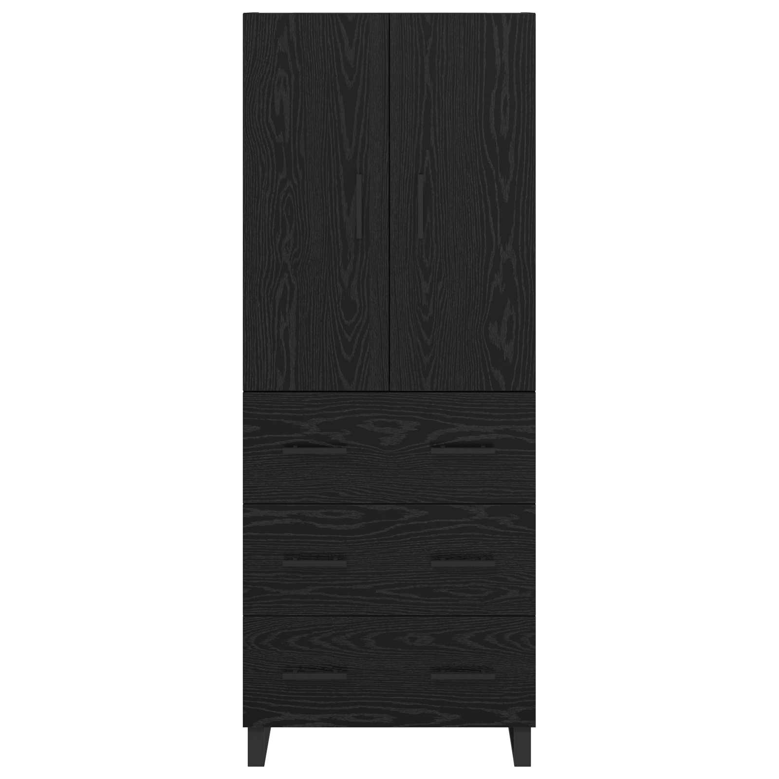 vidaXL Highboard z szufladą 2 pcs Czarny Dąb 69,5 x 34 x 180 cm