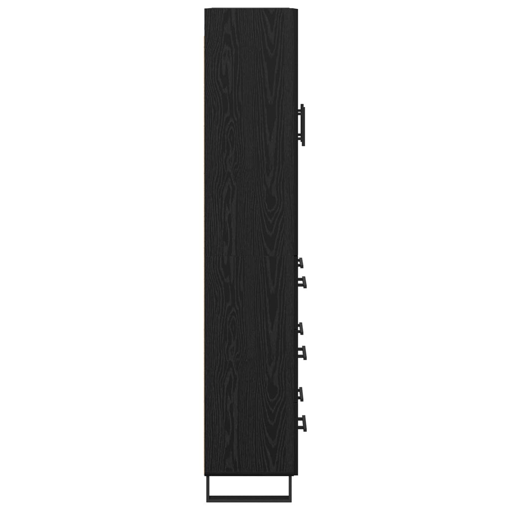 vidaXL Highboard z szufladą 2 pcs Czarny Dąb 69,5 x 34 x 180 cm