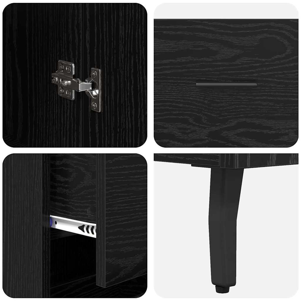 vidaXL Highboard Czarny Dąb 34,5 x 34 x 180 cm Materiał drewnopochodny