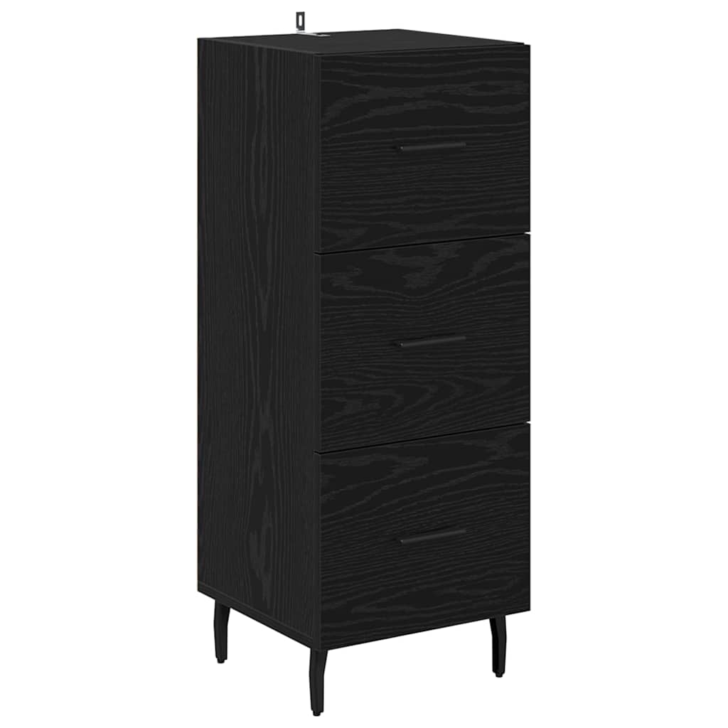 vidaXL Highboard Czarny Dąb 34,5 x 34 x 180 cm Materiał drewnopochodny