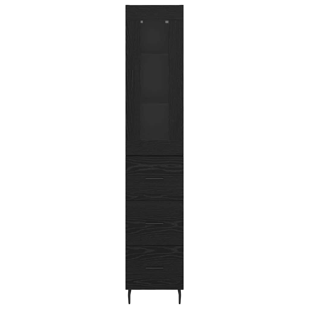 vidaXL Highboard Czarny Dąb 34,5 x 34 x 180 cm Materiał drewnopochodny