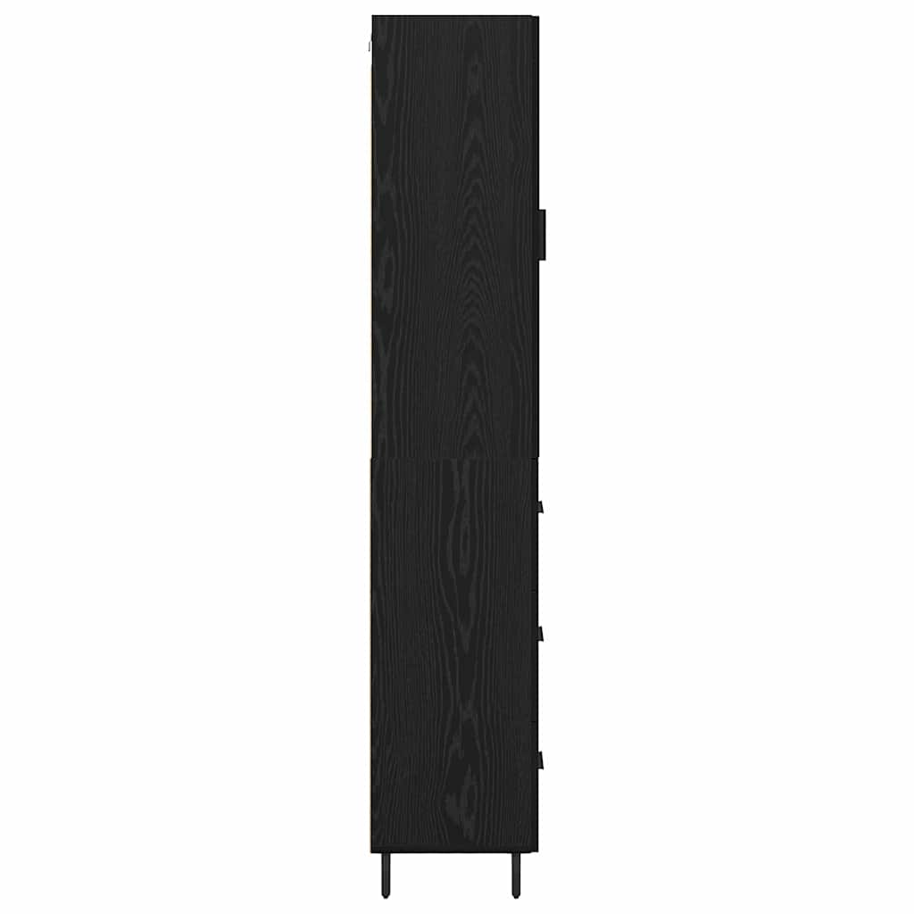 vidaXL Highboard Czarny Dąb 34,5 x 34 x 180 cm Materiał drewnopochodny