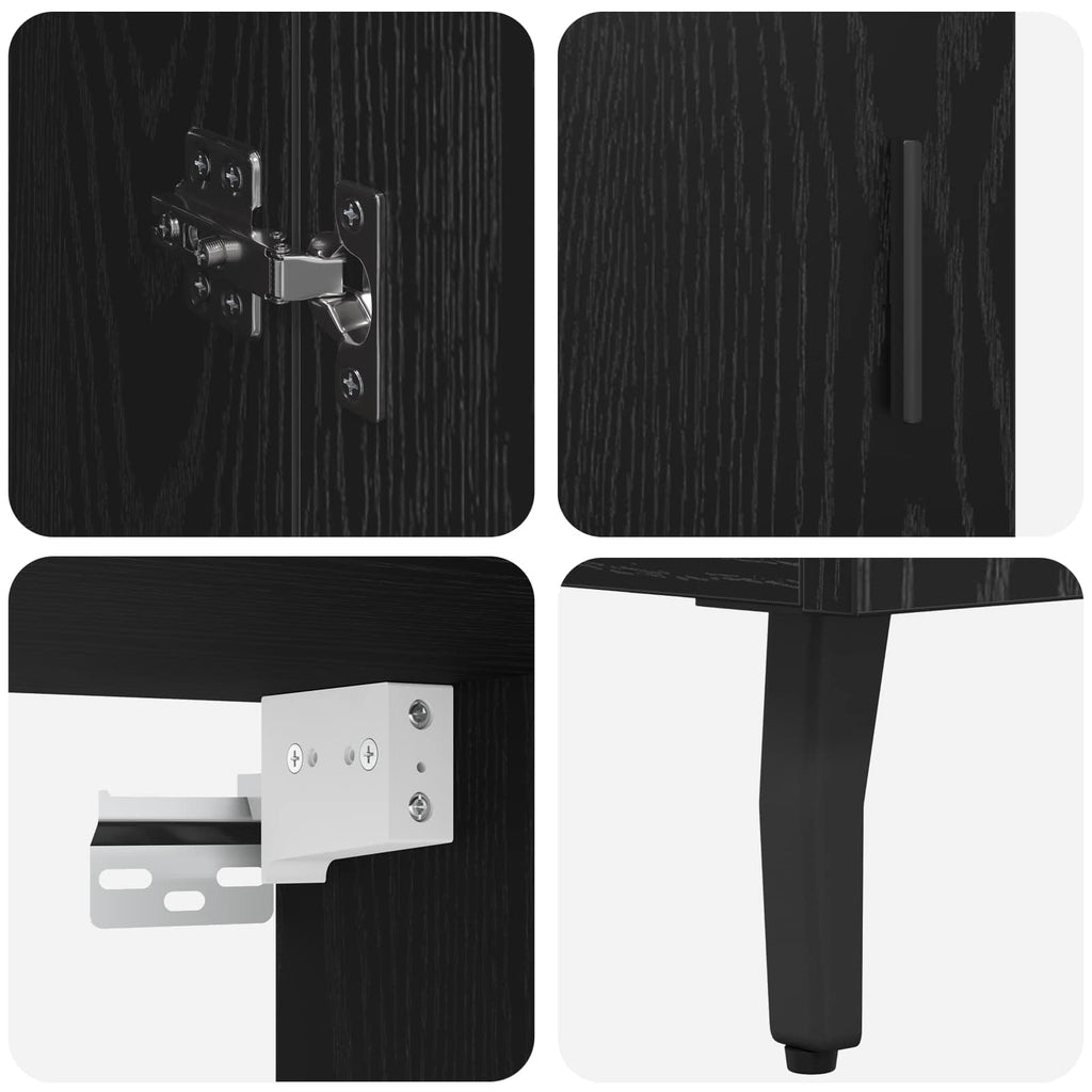 vidaXL Highboard 2 pcs Czarny Dąb Materiał drewnopochodny