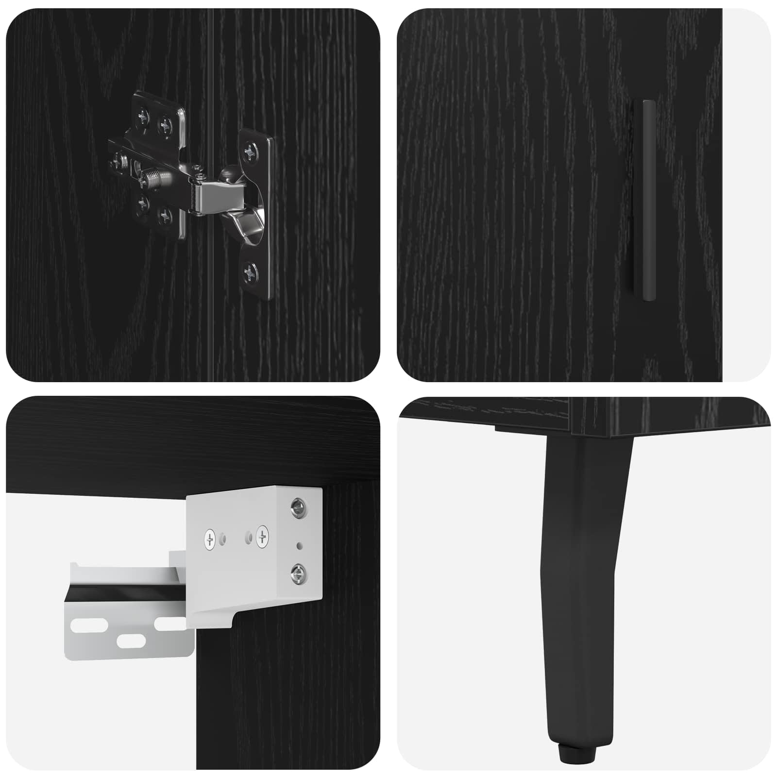vidaXL Highboard 2 pcs Czarny Dąb Materiał drewnopochodny