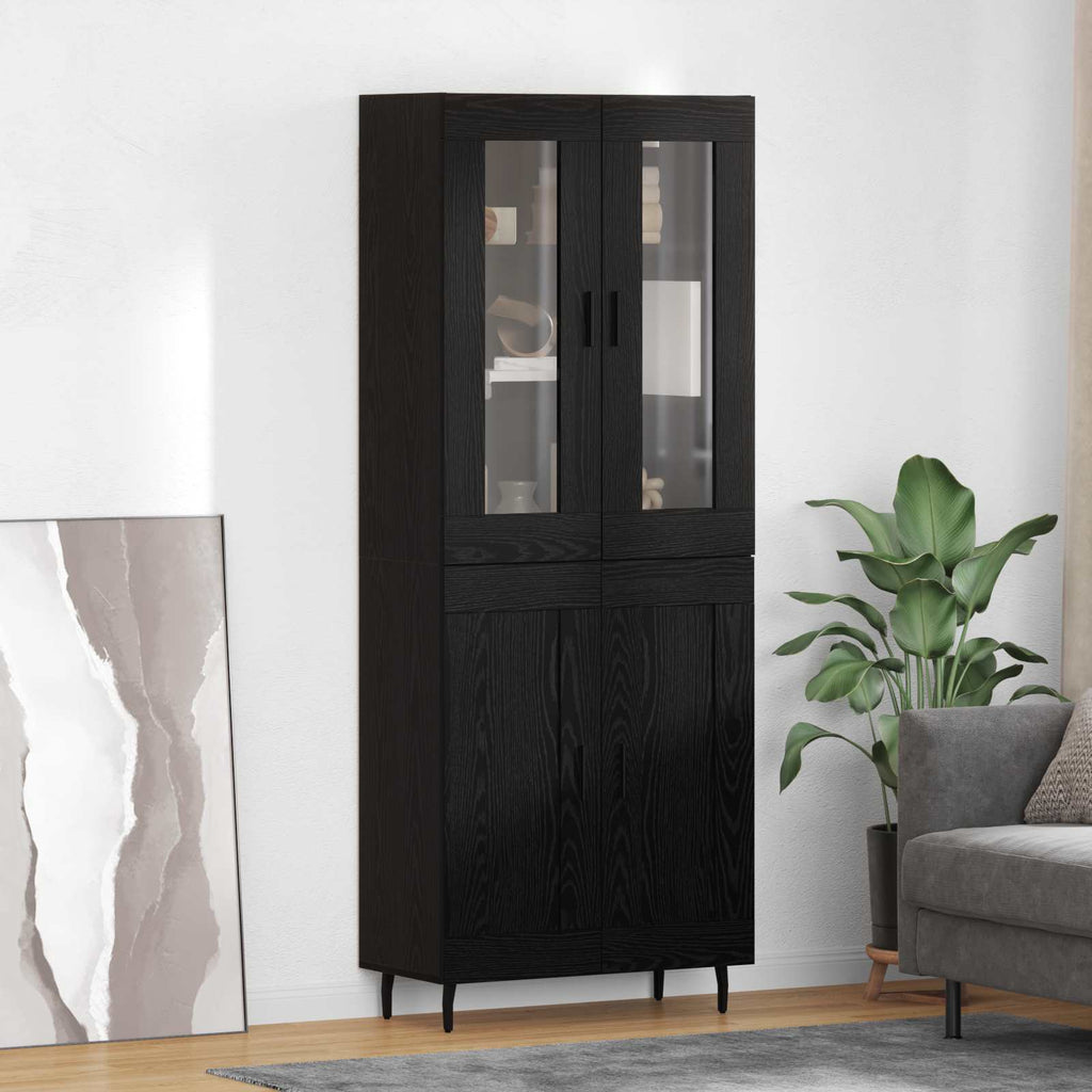 vidaXL Highboard 2 pcs Czarny Dąb Materiał drewnopochodny