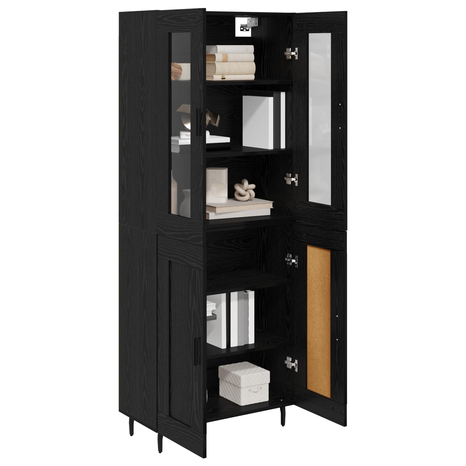 vidaXL Highboard 2 pcs Czarny Dąb Materiał drewnopochodny