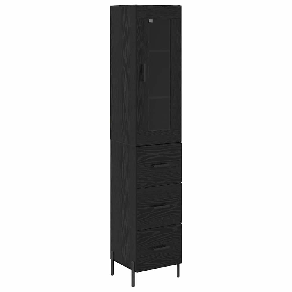 vidaXL Highboard Czarny Dąb 34,5 x 34 x 180 cm Materiał drewnopochodny