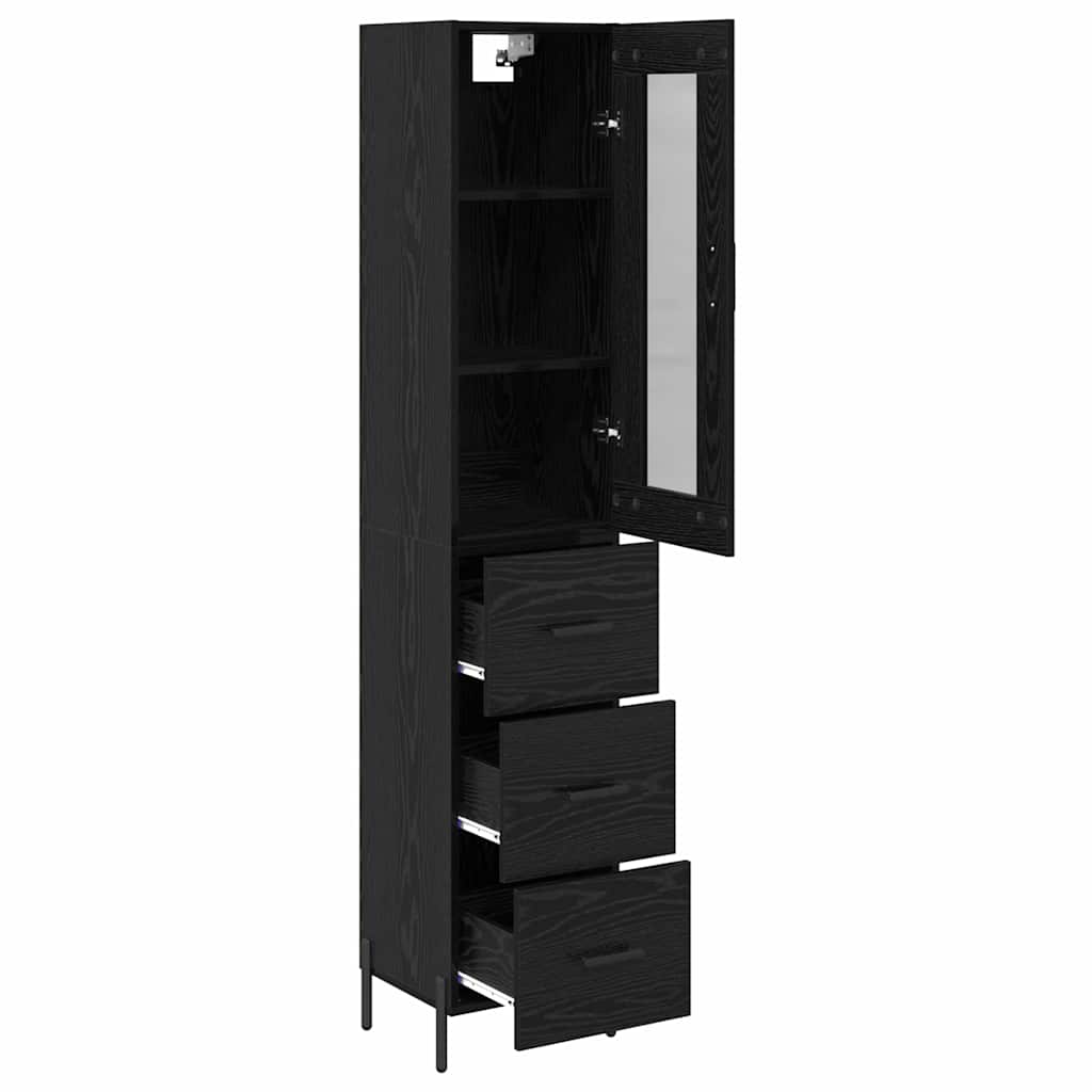 vidaXL Highboard Czarny Dąb 34,5 x 34 x 180 cm Materiał drewnopochodny