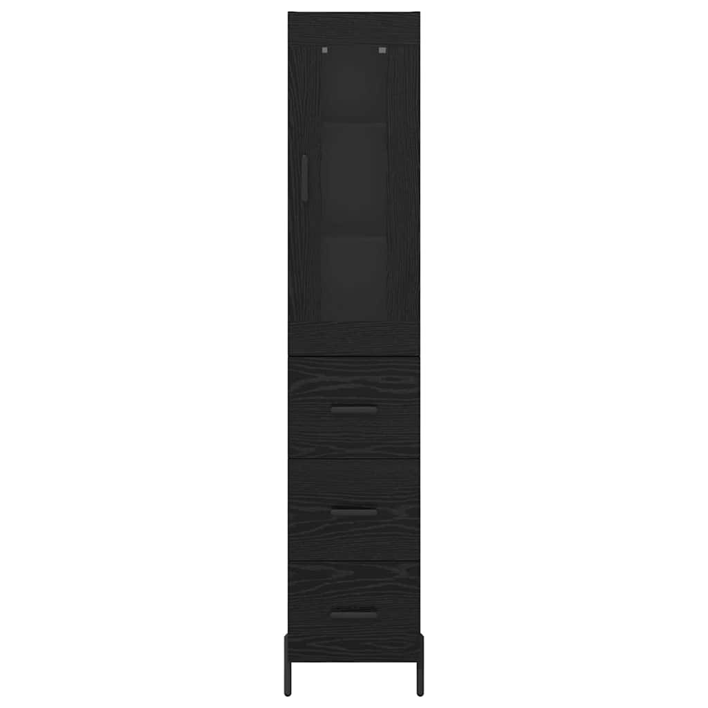 vidaXL Highboard Czarny Dąb 34,5 x 34 x 180 cm Materiał drewnopochodny