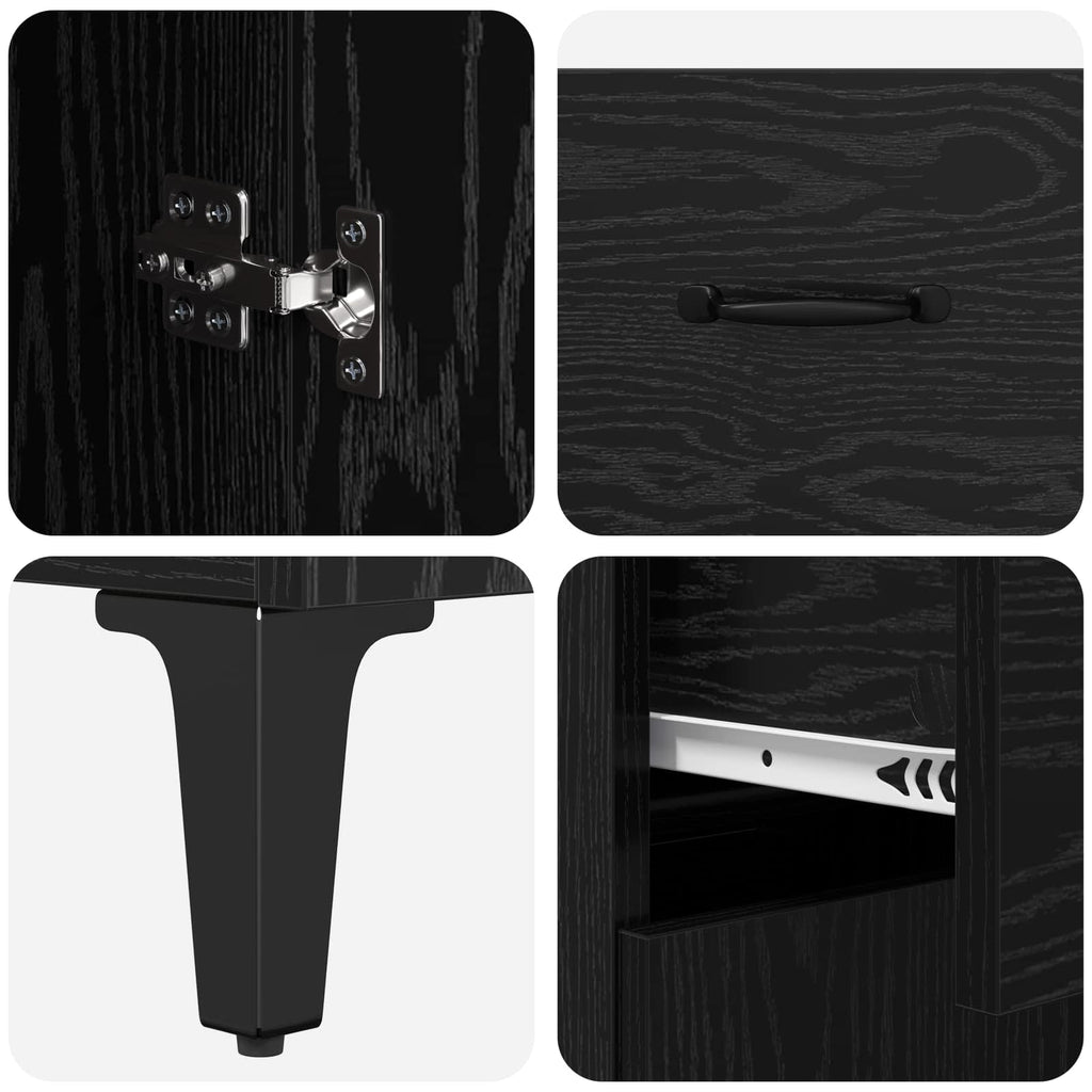 vidaXL Highboard Czarny Dąb 69,5 x 34 x 180 cm Materiał drewnopochodny