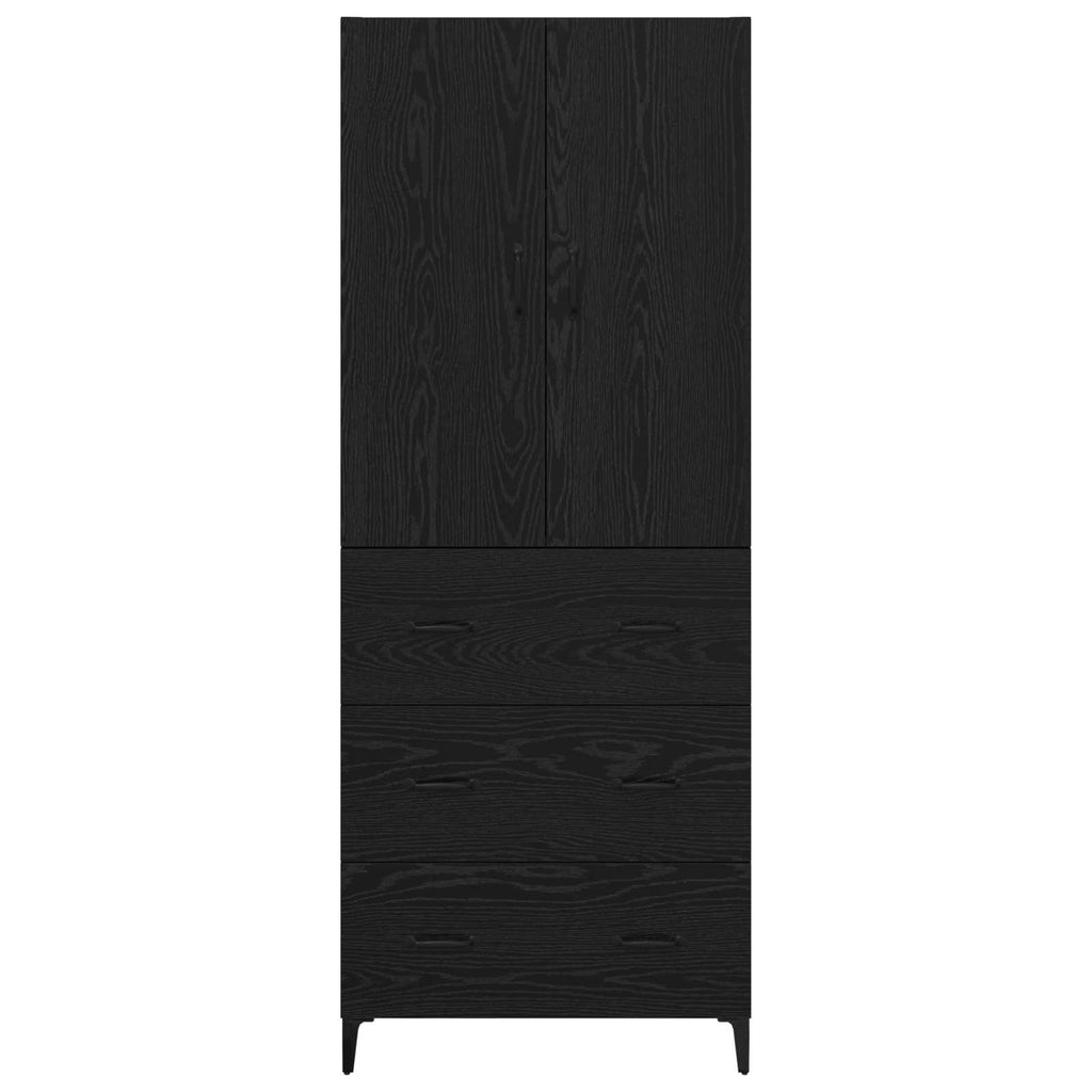 vidaXL Highboard Czarny Dąb 69,5 x 34 x 180 cm Materiał drewnopochodny
