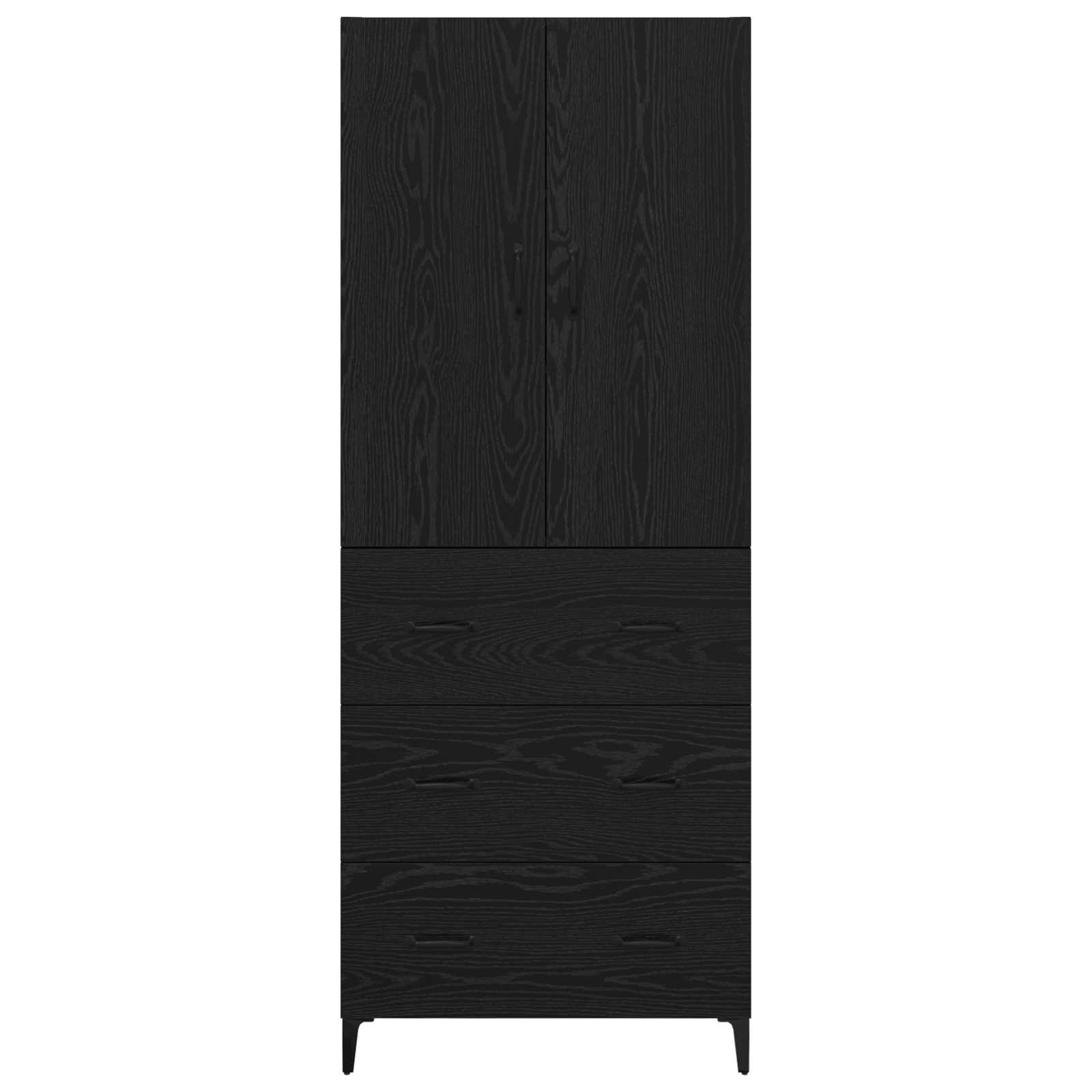 vidaXL Highboard Czarny Dąb 69,5 x 34 x 180 cm Materiał drewnopochodny