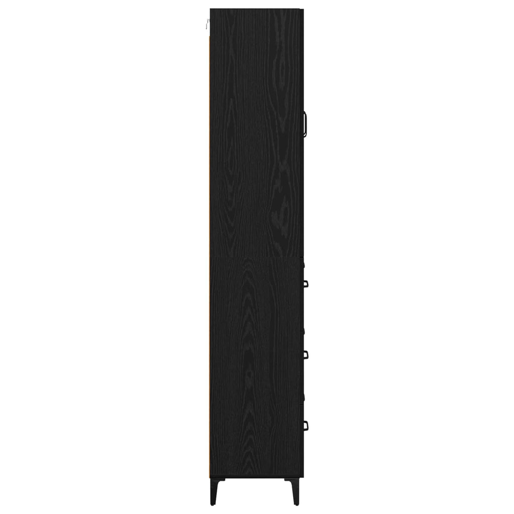 vidaXL Highboard Czarny Dąb 69,5 x 34 x 180 cm Materiał drewnopochodny