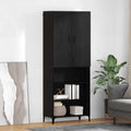 vidaXL Highboard Czarny Dąb 69,5 x 34 x 180 cm Materiał drewnopochodny