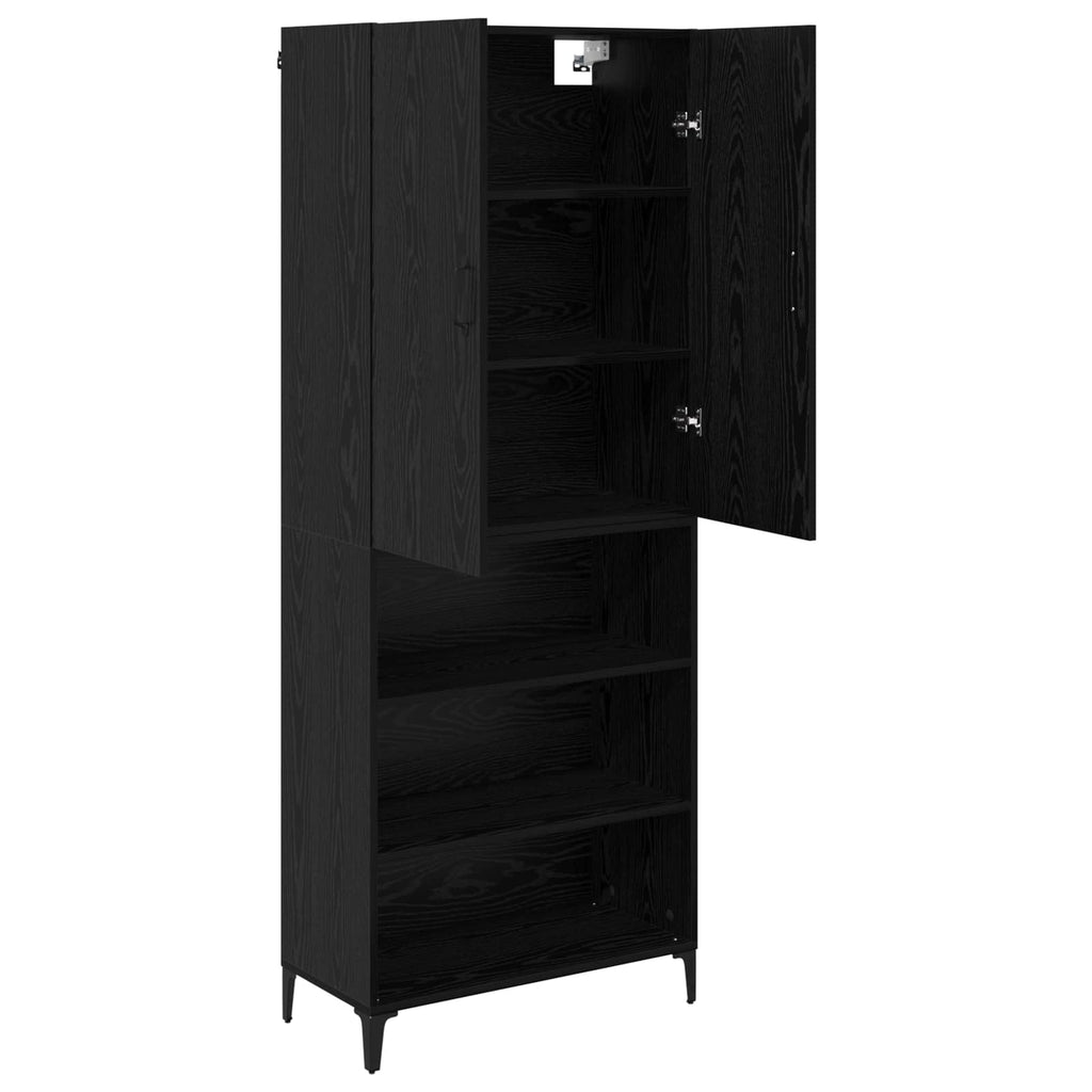 vidaXL Highboard Czarny Dąb 69,5 x 34 x 180 cm Materiał drewnopochodny