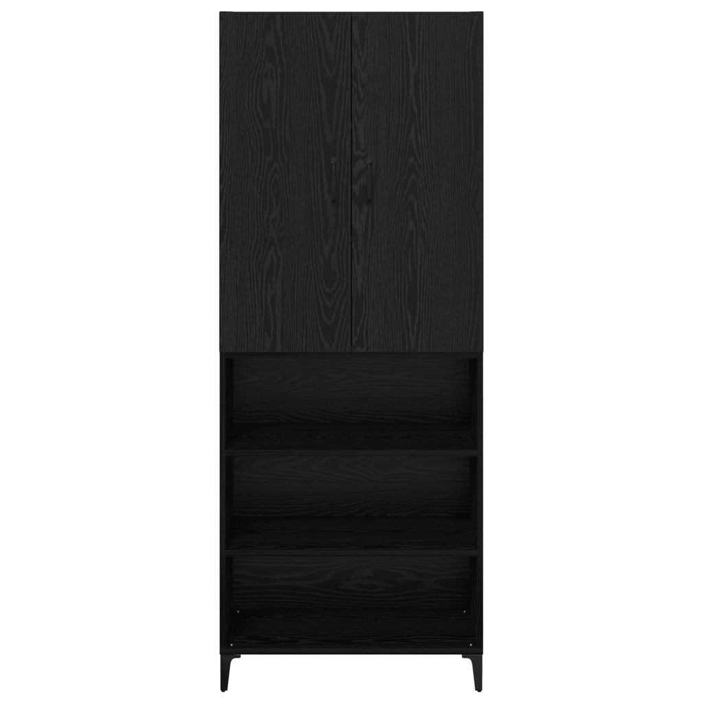 vidaXL Highboard Czarny Dąb 69,5 x 34 x 180 cm Materiał drewnopochodny