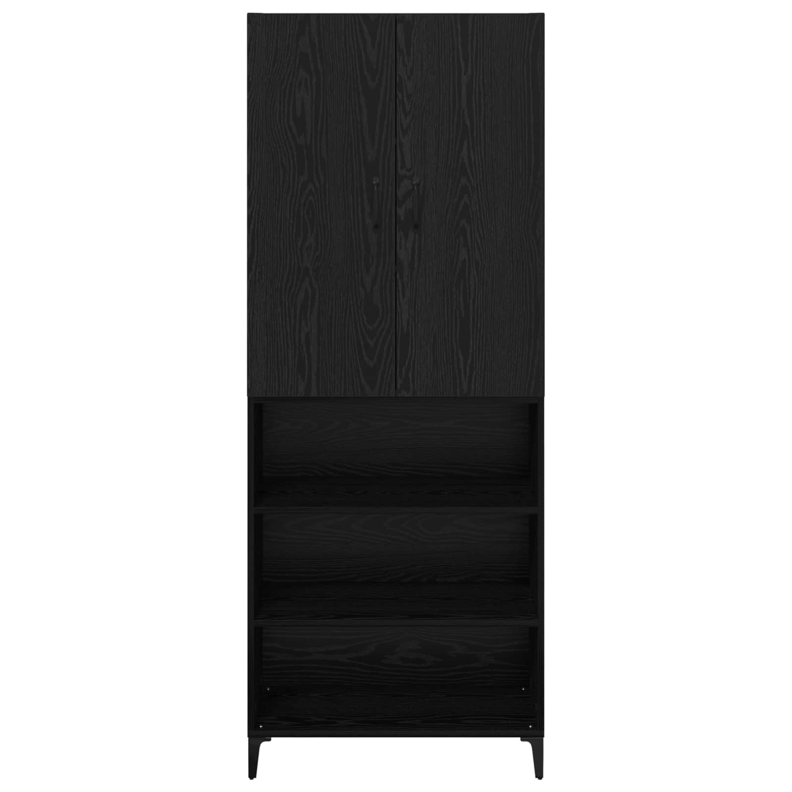 vidaXL Highboard Czarny Dąb 69,5 x 34 x 180 cm Materiał drewnopochodny