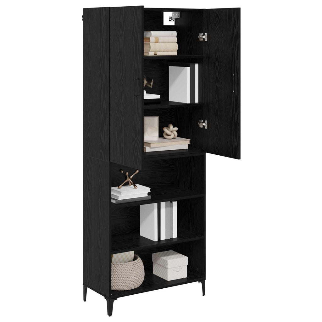 vidaXL Highboard Czarny Dąb 69,5 x 34 x 180 cm Materiał drewnopochodny