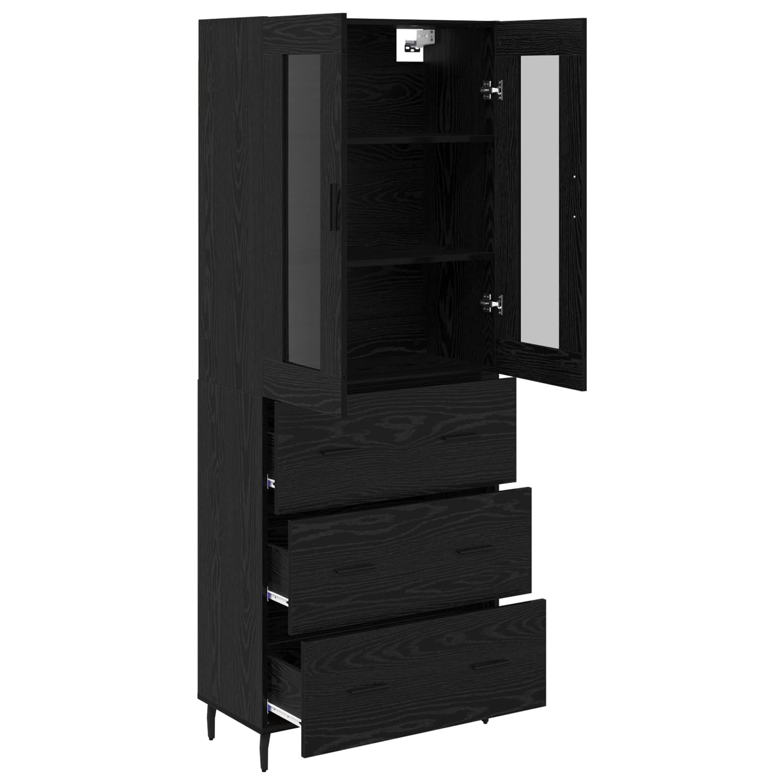 vidaXL Highboard z szufladą 2 pcs Czarny Dąb Materiał drewnopochodny