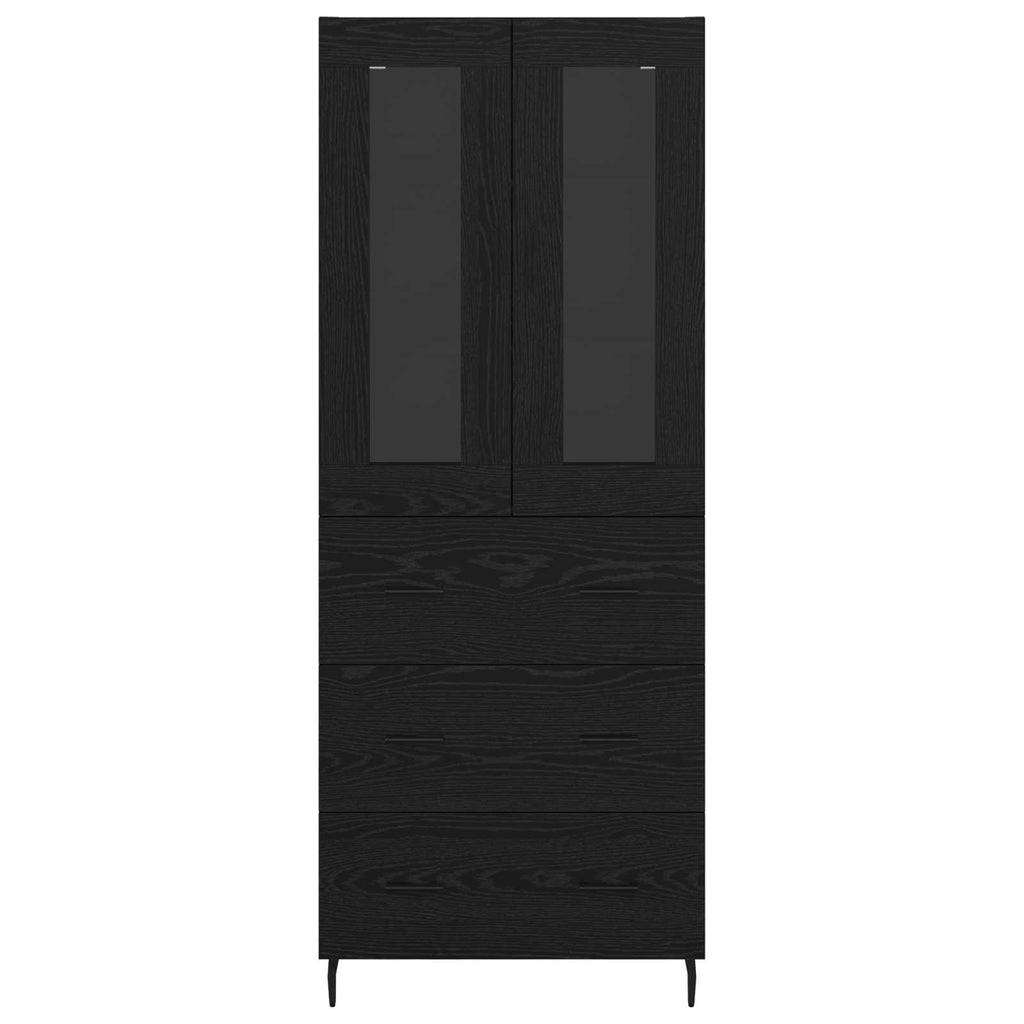 vidaXL Highboard z szufladą 2 pcs Czarny Dąb Materiał drewnopochodny