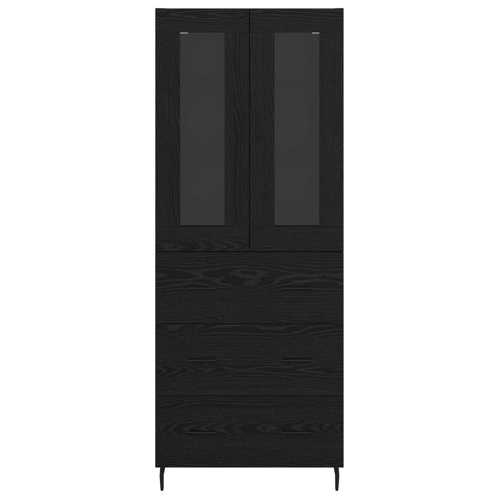 vidaXL Highboard z szufladą 2 pcs Czarny Dąb Materiał drewnopochodny