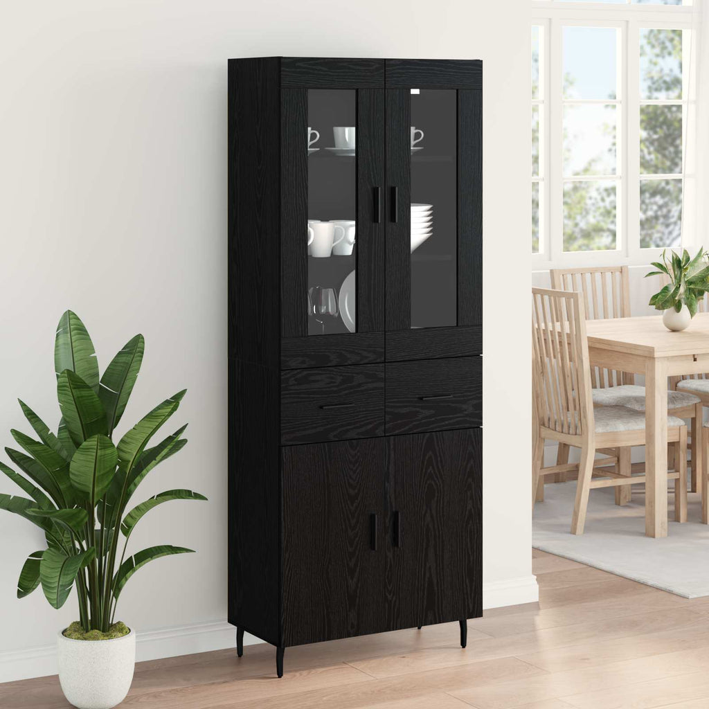 vidaXL Highboard z szufladą 2 pcs Czarny Dąb Materiał drewnopochodny