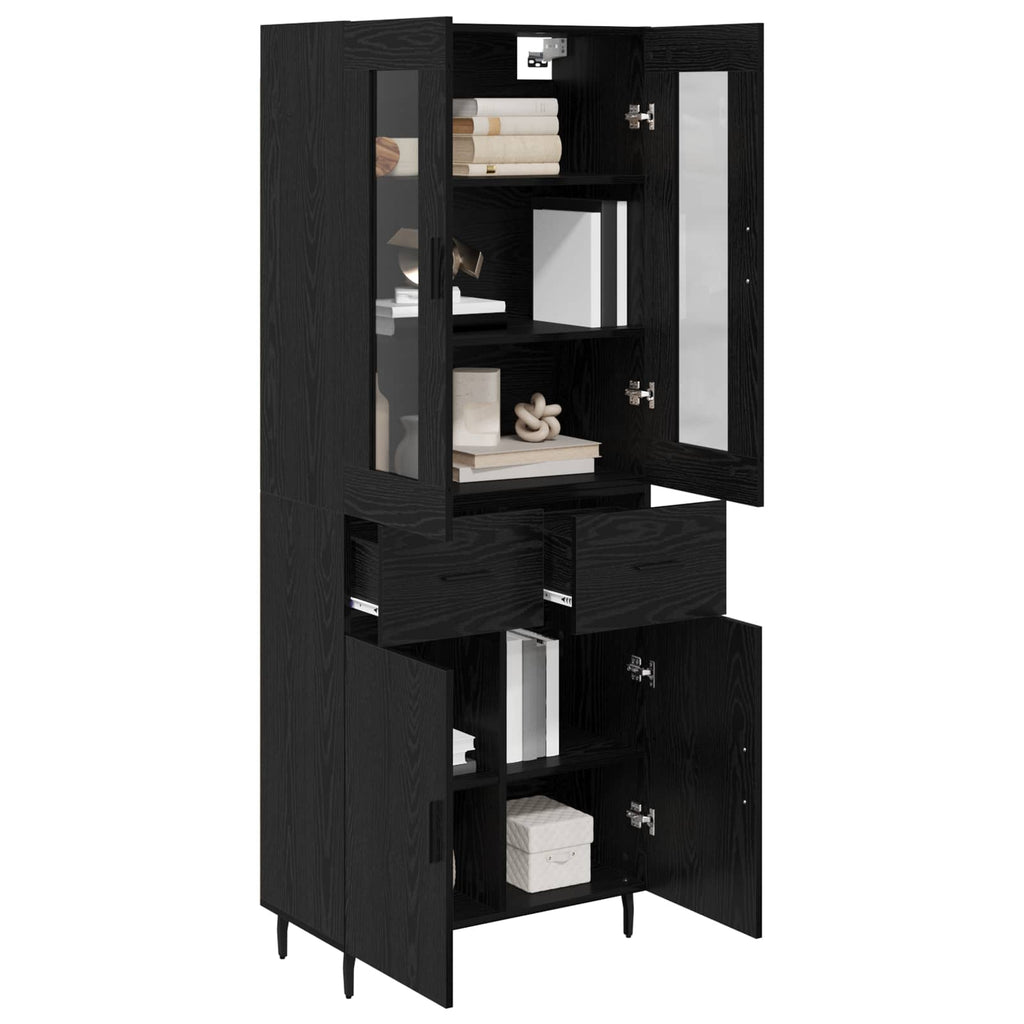 vidaXL Highboard z szufladą 2 pcs Czarny Dąb Materiał drewnopochodny