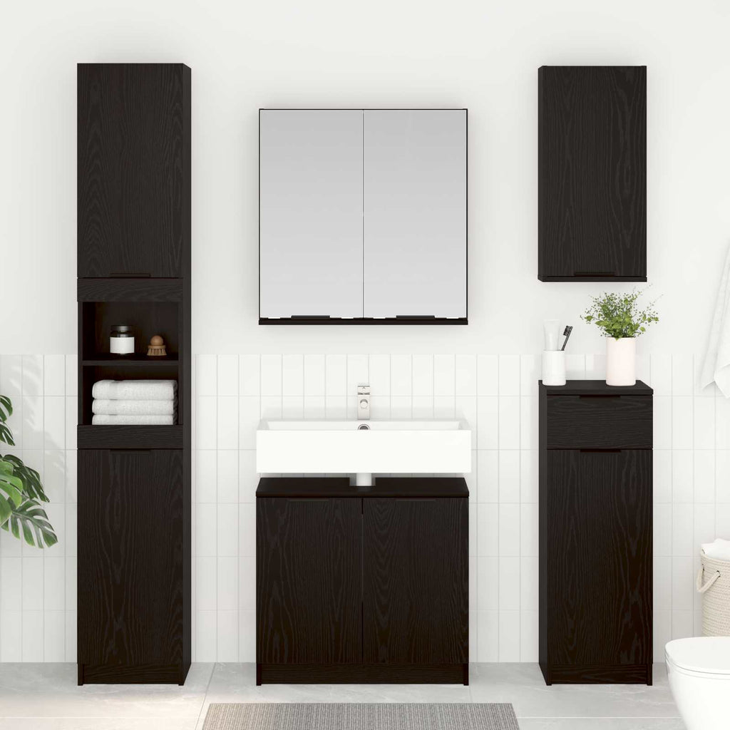 vidaXL Zestaw mebli łazienkowych 4 szt. Czarny Dąb 64,5 x 33,5 x 59 cm