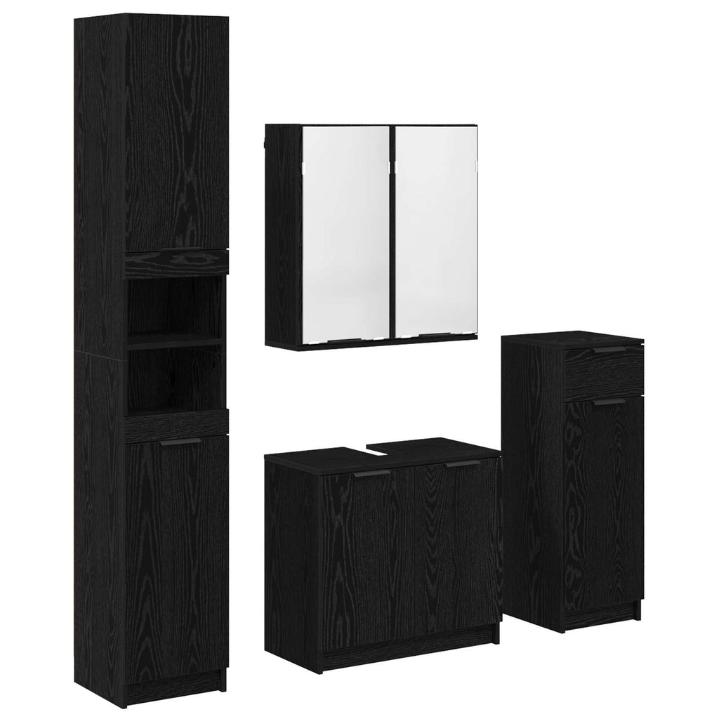 vidaXL Zestaw mebli łazienkowych 4 szt. Czarny Dąb 64,5 x 33,5 x 59 cm