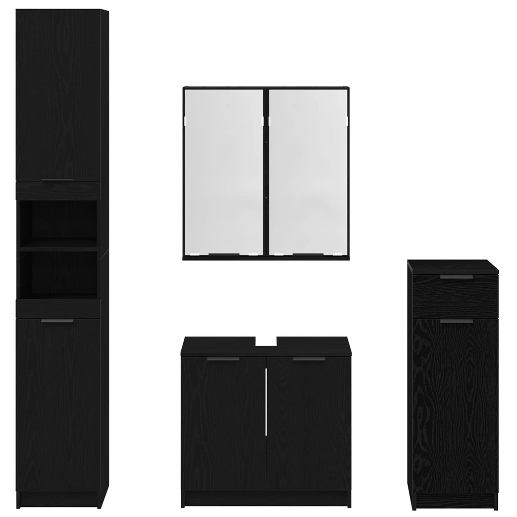 vidaXL Zestaw mebli łazienkowych 4 szt. Czarny Dąb 64,5 x 33,5 x 59 cm